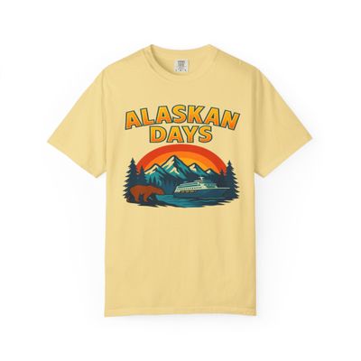 Alaskan Days: Retro Wilderness Cruise Adventure Comfort Colors T-Shirt Butter