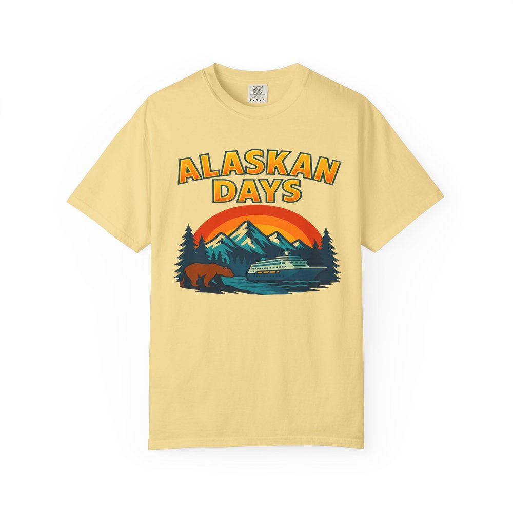 Alaskan Days: Retro Wilderness Cruise Adventure Comfort Colors T-Shirt Butter