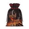 ZHSGNMHH Cigar And Whiskey Drawstring Xmas Bags For Gifts, Gifts Wrap Bags For Christmas Thanksgiving Party view 2
