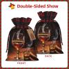 ZHSGNMHH Cigar And Whiskey Drawstring Xmas Bags For Gifts, Gifts Wrap Bags For Christmas Thanksgiving Party view 3