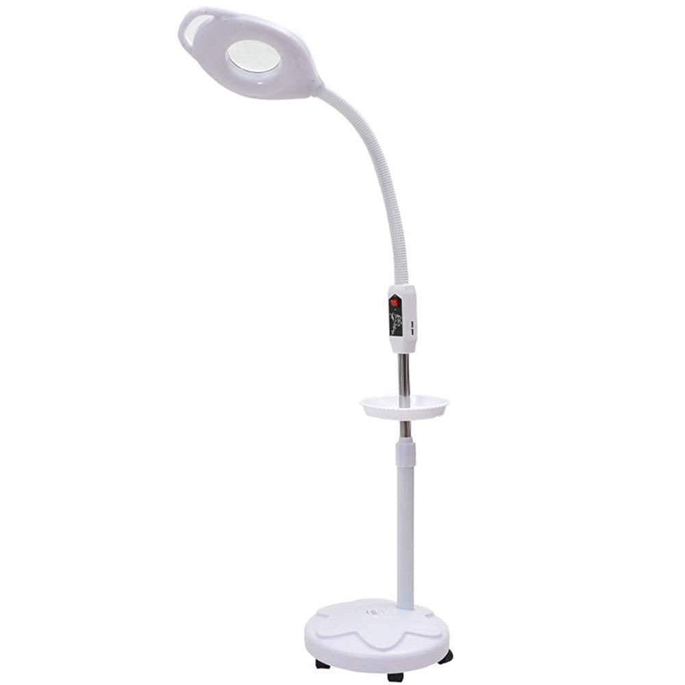 Magnifier 16x Magnifier Floor Stand Lamp Glass USB Charging Port Storage Tray 360 Rotation Adjustable Light Adjustable Rolling Salon SPA Beauty Makeup Skincare Nail Tattoo Light