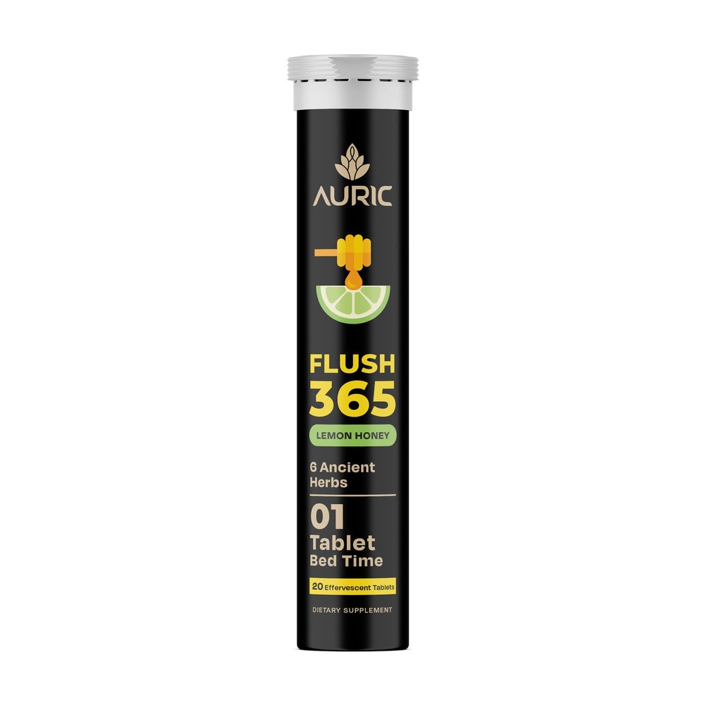Auric Flush 365 Effervescent Tablets | Herbal Wellness Support Formula | Plant-Based | Honey Lemon Flavor | 20 Tablets