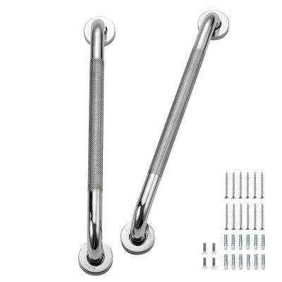 Grab Bars for Shower 2 Pack 18-Inch, Stainless Steel Anti-Slip Safety Shower Handle for Elderly Bathroom Wall Support Handicap Handicap Grab Bars for Seniors, Polished Nickel