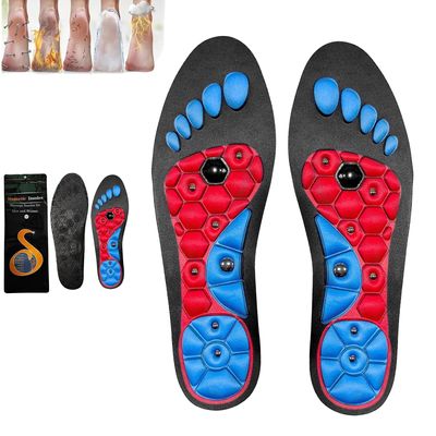 Magnetic Acupressure Insoles for All-Day Comfort Reflexology Massage Therapy for Foot Fatigue, Magnetic Insoles for Shoes, for Men and Women (Black-red, S(Men 4-7/Women 5-8))
