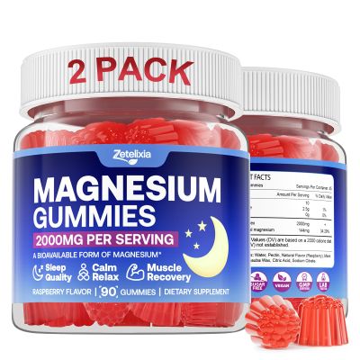 180 Count | Magnesium Gummies for Women & Men, Support Calm, Restful Sleep & Muscle Health, Sugar Free, Vegan, Non-GMO, Raspberry Flavor