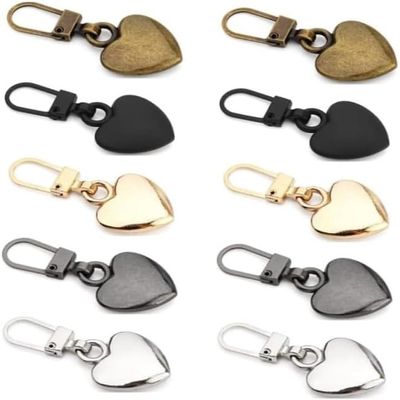 10Pcs Multicolor Heart Shaped Zipper Pull Replacement Metal Zipper Backpack Zippers Mend Fixer Repair for Coats Jackets Pants Luggage, Garage Storage, Fasteners, Storage Racks
