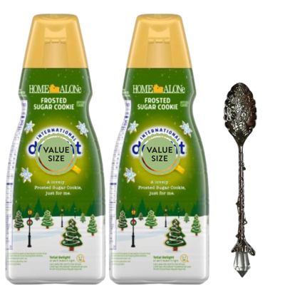 Frosted Sugar Cookie Liquid Coffee Creamer.- Two (2) 32 fl oz Bottles of Smooth & Creamy Delightful Coffee Creamer and Candy Freezer Gem Spoon (Frosted Sugar Cookie) - Gem Spoon
