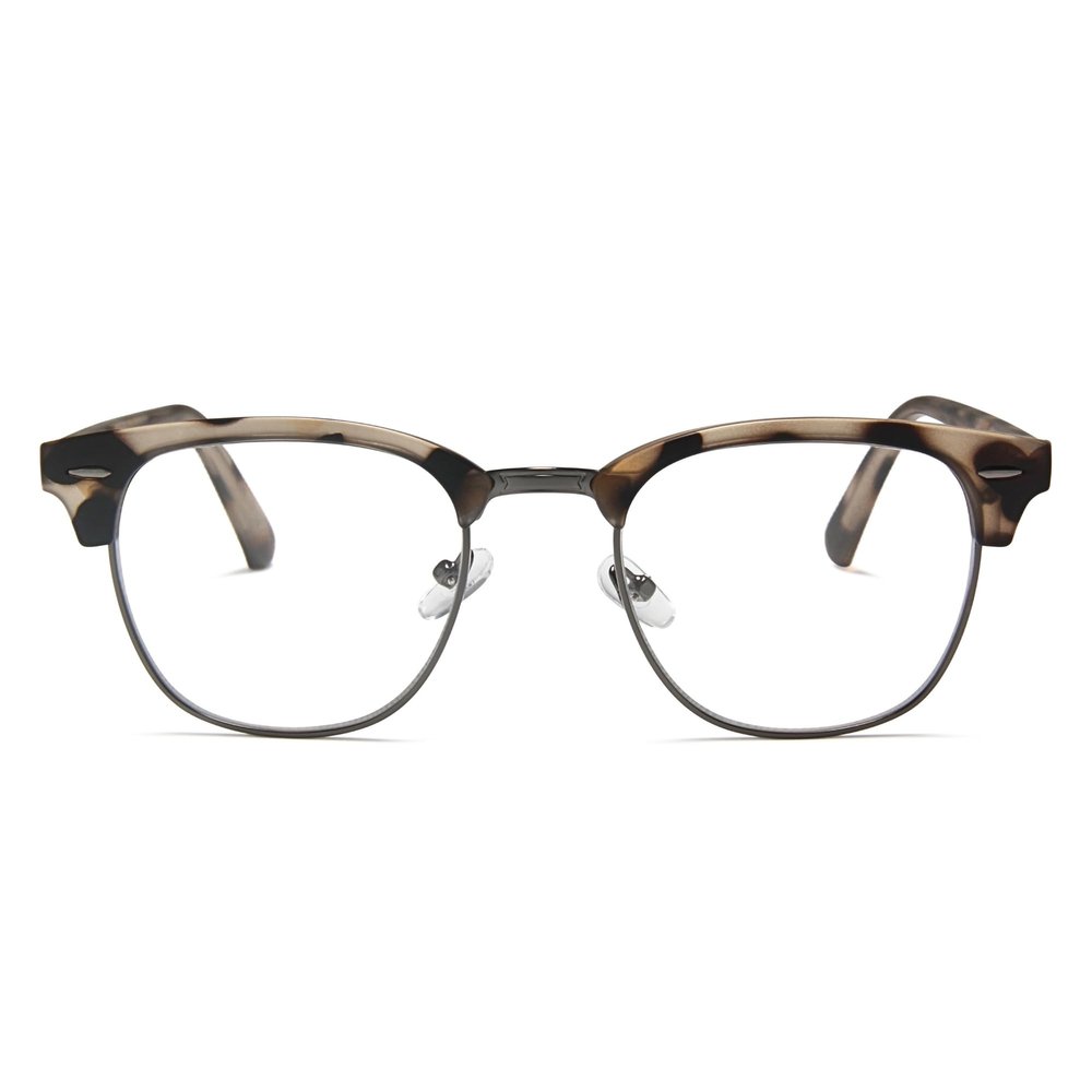 2SeeLife Premium Half Rim Reading Glasses Women & Men - Fits all Face Shapes, Metal & Sturdy Readers, Spring Hinges, Beige Tortoise, +1.25