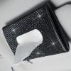 Evankin Heart-Shaped Red Bling Car Tissue Box, Rhinestone Sparkling Auto Tissue Holder, Decorative PU Leather Dispenser for Women, Universal Fit for Car Seat Console view 1