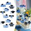 12 Pieces Graduation Cupcake Toppers 2025, Glitter Design Congrats Award Cake Topper Supplies for Graduation Decorations- Blue view 2