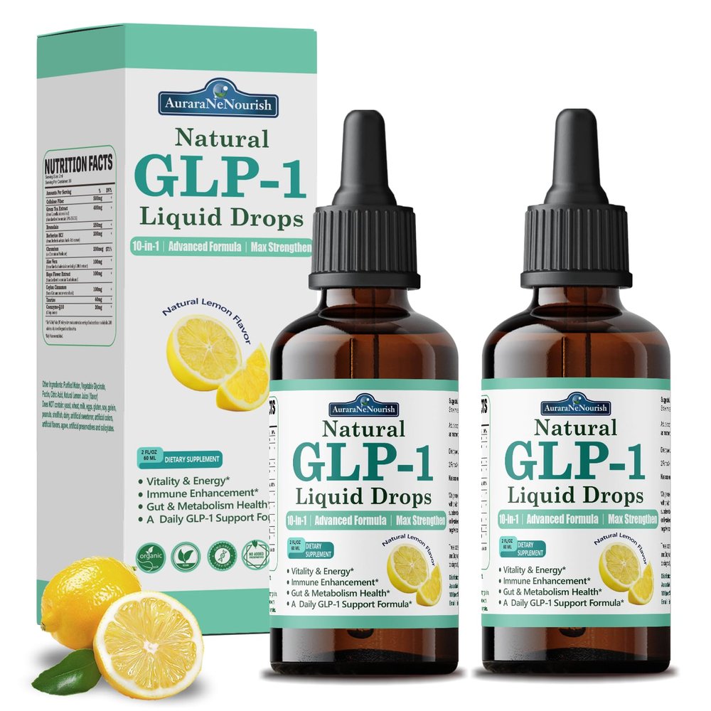 2 Pack GLP-1 Supplement Liquid Drops, 10-in-1 Formula with Berberine, Ceylon Cinnamon, Prebiotic Fiber & Green Tea Extract | Supports Healthy Metabolism, Digestive & Gut HealthVegan, Non-GMO