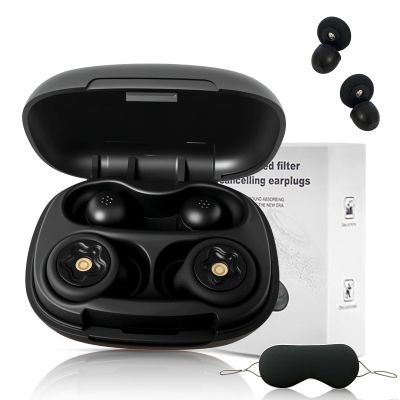 Ear Plugs for Sleeping Noise Cancelling 50dB, Reusable Hearing Protection for Snoring, Airplane Travel, Concerts & Focus, Includes 8 Silicone Tips & Comfortable Sleep Eye Mask (Black)