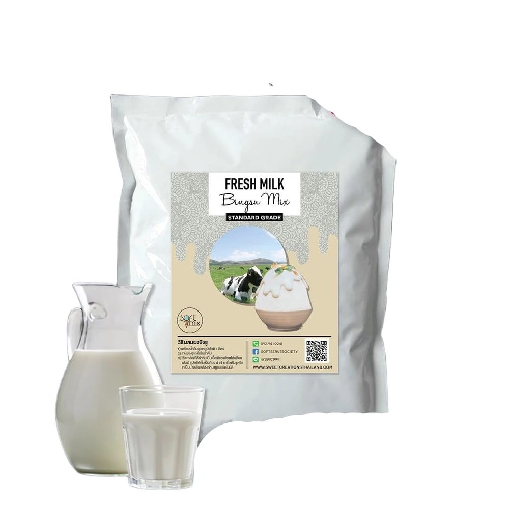 Bingsu Powder 1 kg Korean Shaved Ice Mix Base, Add 3 L Water, Machine-Ready for Block-Mold & Pour-Type Shaved Ice Machines, Made with New Zealand Milk Powder (Fresh Milk)