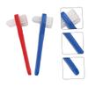 COLLBATH 2pcs Small Double Sided Denture Toothbrush Ergonomic Non Slip Handle Compact Small Brush Heads for Comfortable Cleaning of False Teeth and Retainers Blue and Red view 4
