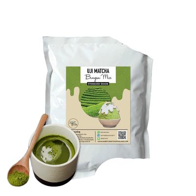 Bingsu Powder 1 kg Korean Shaved Ice Mix Base, Add 3 L Water, Machine-Ready for Block-Mold & Pour-Type Shaved Ice Machines, Made with New Zealand Milk Powder (Uji Matcha)