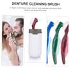 Anneome 3pcs Dual Head Denture Toothbrushes Hard Bristle Cleaning Brushes for False Teeth with Ergonomic Long Handle Reusable Design and Brush Heads for Denture Care view 4