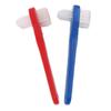 Anneome 2pcs Denture Toothbrushes Double Headed Small Brush for Hard to Reach Areas Ergonomic Thick Handle Teeth Care Accessories for Partial and Full Dentures Blue and Red view 1