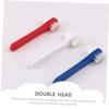 Anneome 2pcs Denture Toothbrushes Double Headed Small Brush for Hard to Reach Areas Ergonomic Thick Handle Teeth Care Accessories for Partial and Full Dentures Blue and Red view 4