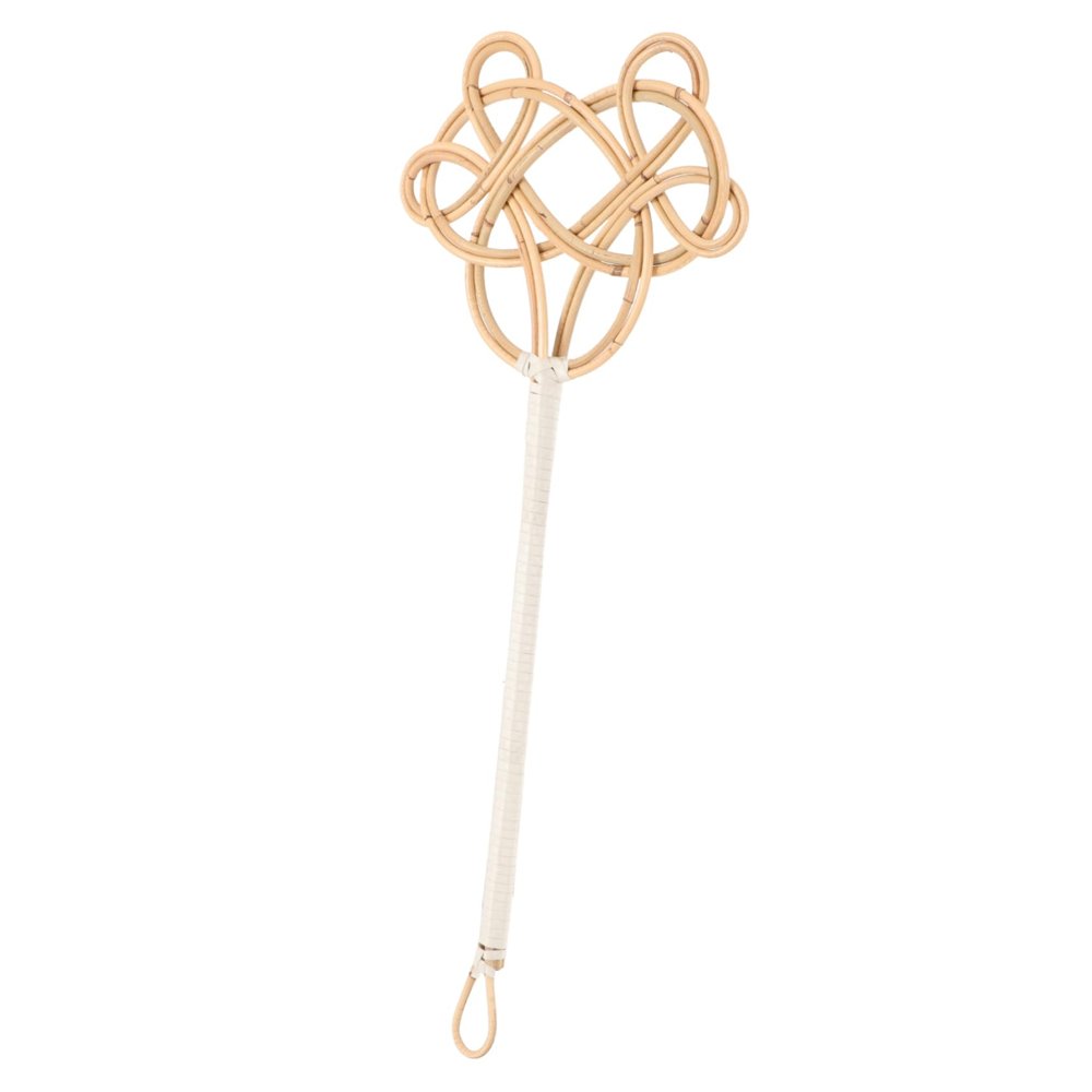 Yardenfun Long Handle Tool for Quilts and Carpets Rattan Beater with Wide Paddle for Dust Removal Blankets and Rugs Vintage Style Cleaning Supply