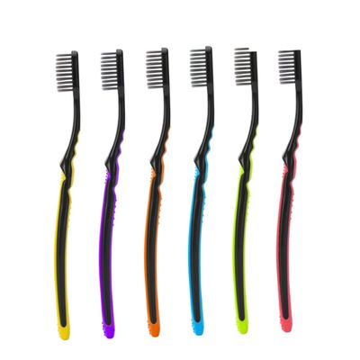 TOGEVAL 6pcs Charcoal Toothbrush Soft Bristle Toothbrushes with Non Slip Comfortable Grip for Home Travel Oral Care Random Color