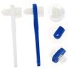 COLLBATH 2pcs Dual Head Denture Shape False Teeth Cleaner Double Sided Toothbrush with Multi Tufted Bristles for Plaque Removal White Blue view 3