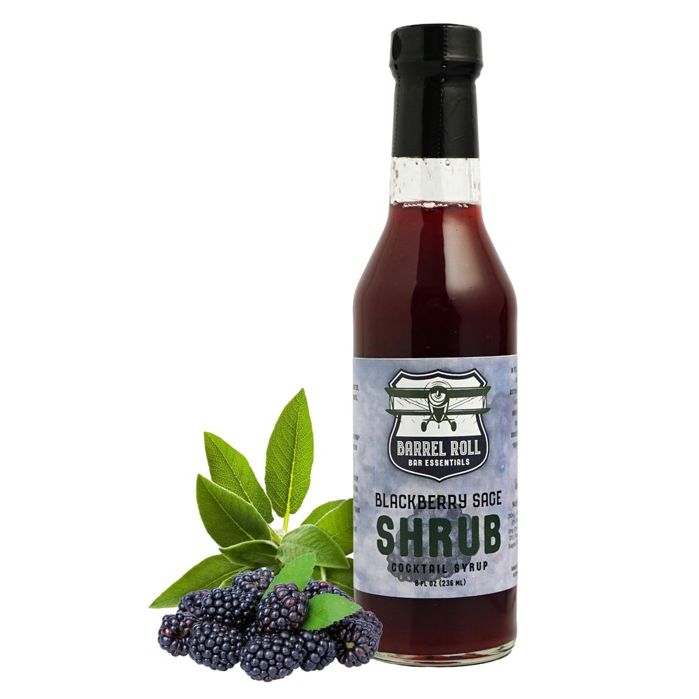 Barrel Roll Bar Essentials Blackberry Sage Drinking Shrub | Craft Cocktail Mixer with Real Berries & Fresh Sage | Perfect for Gin, Vodka, Whiskey, Tequila, Spritzers & Mocktails | Small-Batch Mixer 8 Ounce Bottle