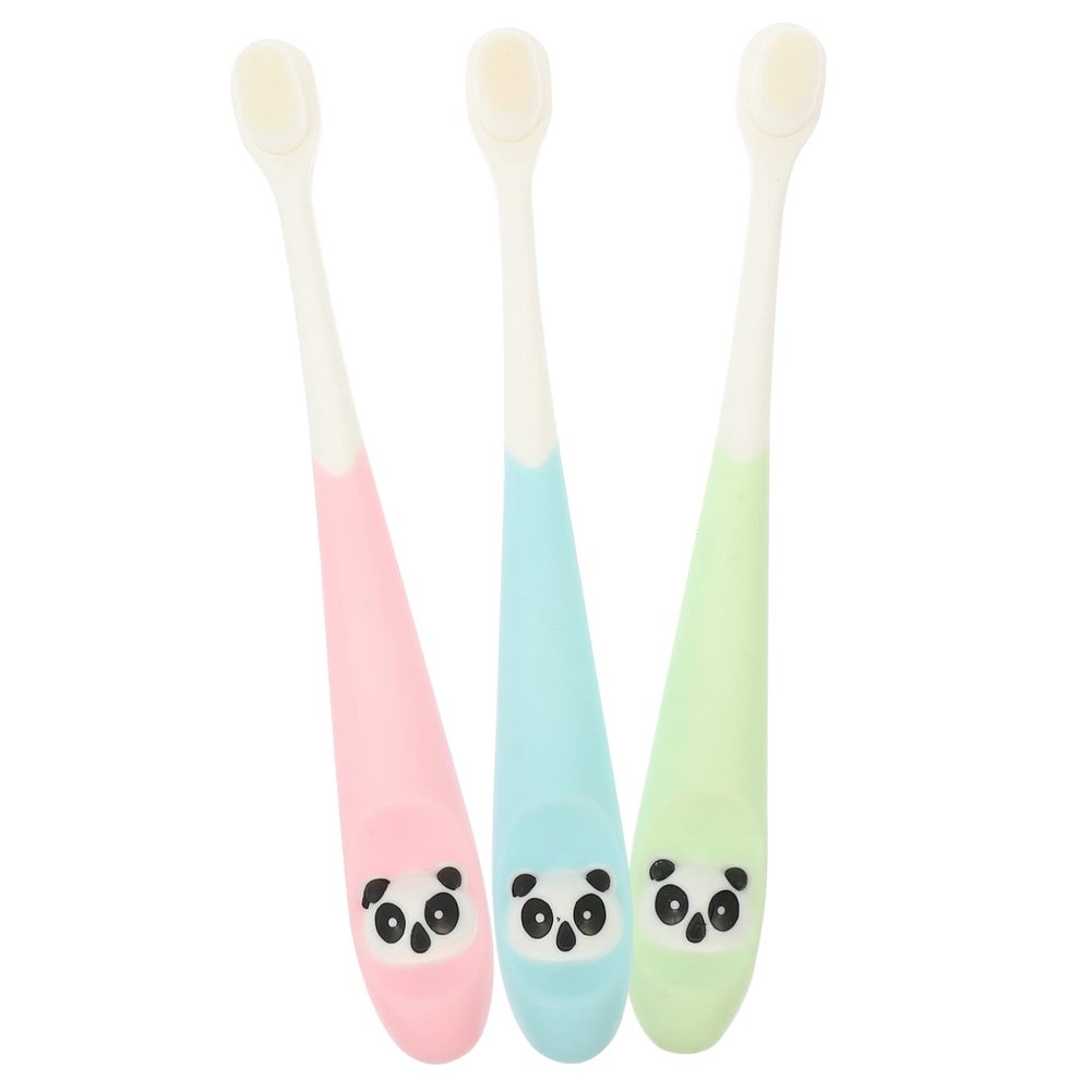 ARTSEWPLY 3Pcs Toothbrushes Soft Bristle Toothbrushes with Ergonomic Silicone Handle Cartoon Design for Comfortable Oral Care Random Color