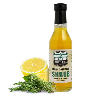 Barrel Roll Bar Essentials Lemon Rosemary Drinking Shrub | Craft Cocktail Mixer with Real Lemon, Fresh Rosemary & Bright Citrus | Perfect for Vodka, Gin, Tequila, Spritzers & Mocktails | Small-Batch Mixer 8 Ounce Bottle