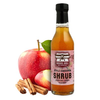 Barrel Roll Bar Essentials Apple Cinnamon Drinking Shrub | Craft Cocktail Mixer with Real Apple & Cinnamon | Perfect for Bourbon, Rum, Whiskey, Mules & Mocktails | Small-Batch Premium Mixer 8 Ounce Bottle
