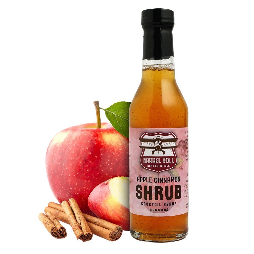 Barrel Roll Bar Essentials Apple Cinnamon Drinking Shrub | Craft Cocktail Mixer with Real Apple & Cinnamon | Perfect for Bourbon, Rum, Whiskey, Mules & Mocktails | Small-Batch Premium Mixer 8 Ounce Bottle
