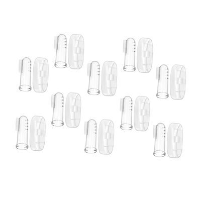 Healvian 10 Sets Finger Toothbrushes with Transparent Box Food Grade Silicone Soft Bristles Oral Massagers for Newborns and Boy Girl Cleaning and Gum Care for Boy Girl and Pets
