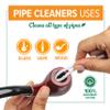 220 Count - Hard Bristle Pipe Cleaners Bulk | Great for Scrubbing Straws, Tubes, Tight Spaces | Nylon Bristles for Extra Scrub | Absorbent Cotton | Pipe Cleaners for Cleaning | Thick Pipe Cleaners view 2
