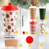 100 Pcs Christmas Hot Coffee Cups with Lids, 16 Oz Christmas Disposable Paper Cups with Lids and Sleeves, Xmas Paper Cup for Hot Cold Drinks Hot Cocoa Drinking Xmas Holiday Winter Party Supplies view 2