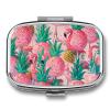 Flamingo Pineapple Travel Pill Organizer - Daily Pill Box to Hold Vitamins, Portable Pill Case Cod Liver Oil Storage Box with 2 Compartment for Pocket Purse view 1