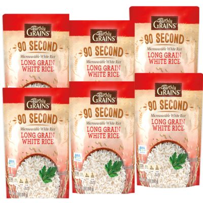 6 Pack Long Grain White Ready to Serve Rice, 8.8 oz Microwaveable Pouches Fully Cooked, Individual BPA-Free Packs Quick, Fluffy, Convenient Meal Base Heat & Eat in 90 Seconds