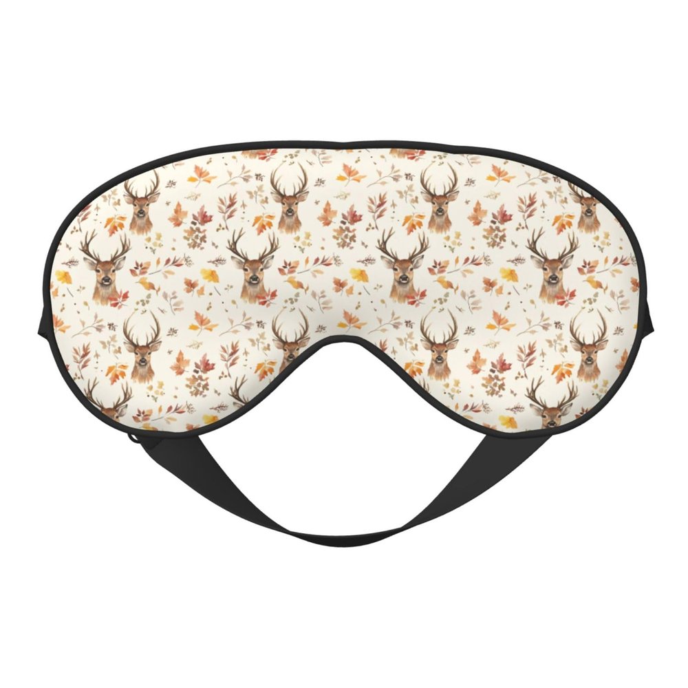 Deer Autumn Leaves Sleep Mask Adjustable Straps Soft Eye Mask Perfect for TTravel Nap Shift Work Office
