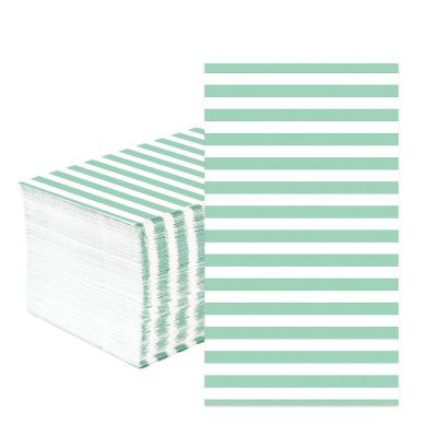 100pcs Sage Green Striped Paper Napkins 3 Ply Spring Green and White Dinner Disposable Hand Towels Sage Wedding Decorative Guest Bathroom Napkins for Golf Boho Baby Bridal Shower Picnic BBQ Party