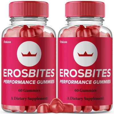 (2 Pack) Eros Bites Gummies Supplement for Men, Official ErosBites Gummy Pills Performance Blend Maximum Strength Natural Support Overall Health Wellness, EroBites Advanced Formula Gomitas (120 Ct)