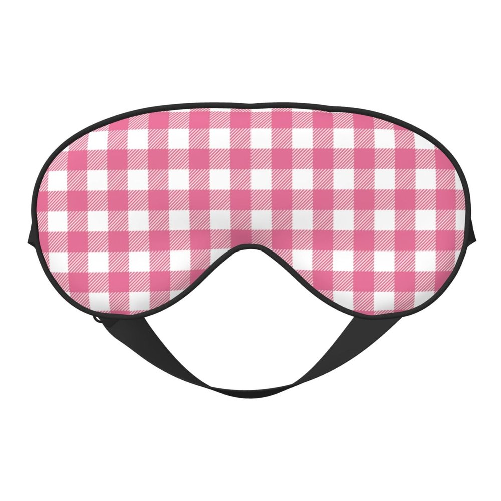 Pink and White Buffalo Plaids Sleep Mask Adjustable Straps Soft Eye Mask Perfect for TTravel Nap Shift Work Office