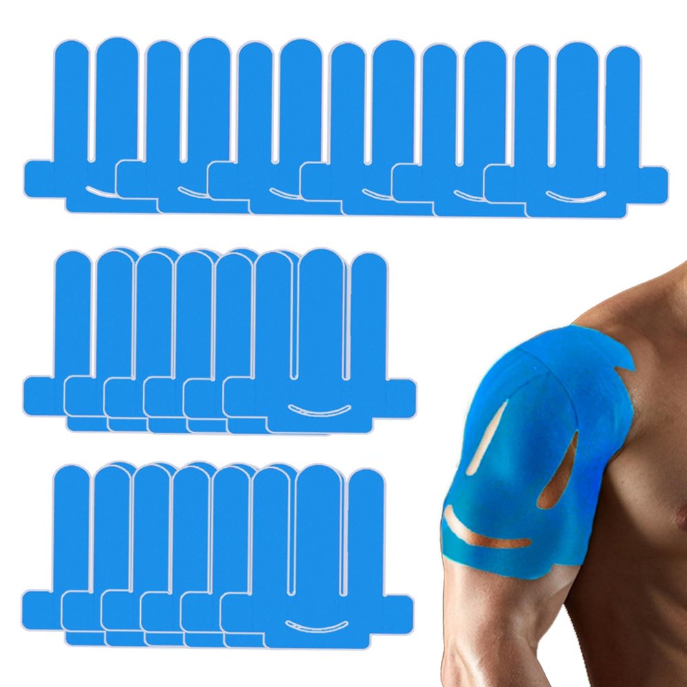 18 Pcs Kinesiology Tape for Shoulder Pain Relief Precut Sport Tape for Shoulder-Support & Stability, Hypoallergenic Latex-Free Athletic Tape for Shoulder, Waterproof & Breathable Muscle Tape(Blue)