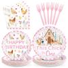 Greencian 96 Pcs Chicken 1st Birthday Party Decorations, Serves 24 view 1