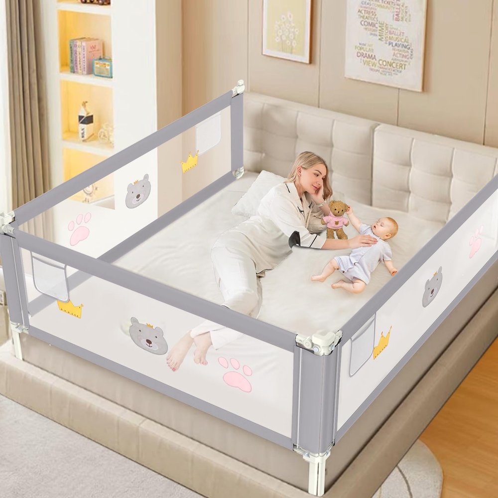 JWPEHOE Height Adjustable Bed Rail for Toddlers, Kids Safety Baby Bed Rail for Twin/Full/King/Queen Size Bed