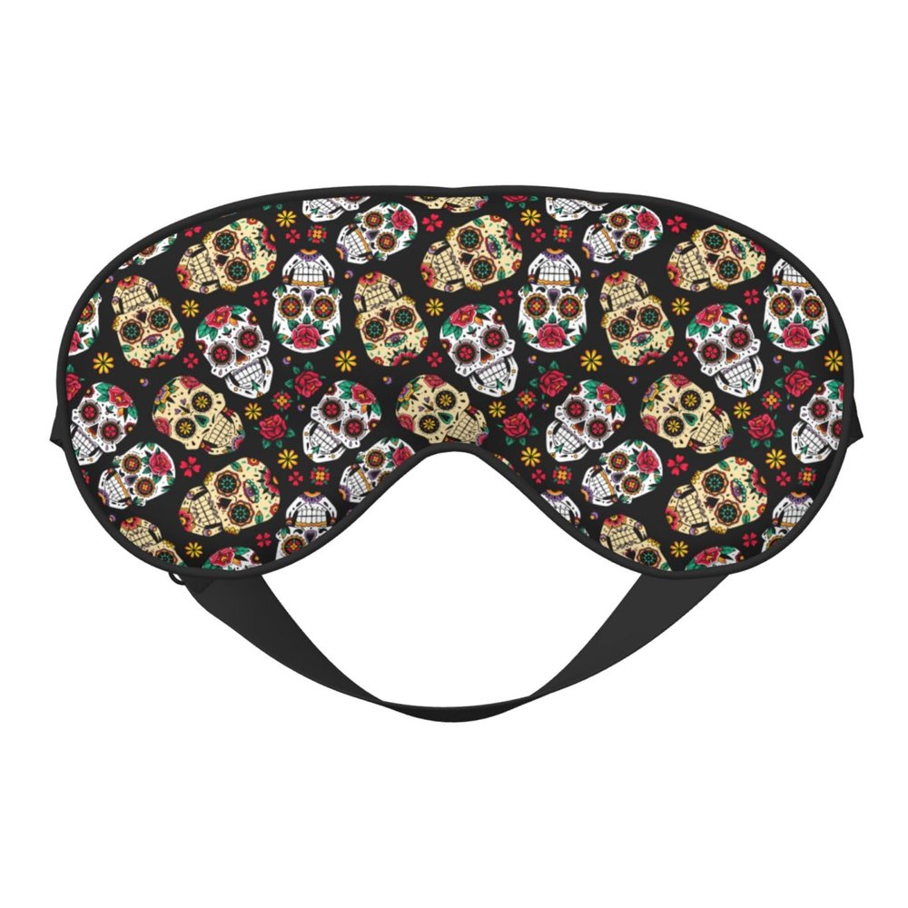 Rose Sugar Skull Sleep Mask Adjustable Straps Soft Eye Mask Perfect for TTravel Nap Shift Work Office