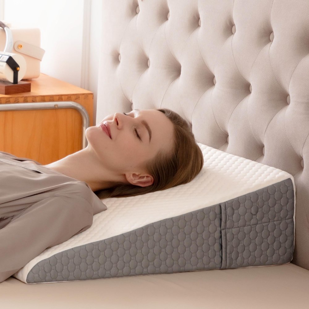 Wedge Pillow, Wedge Pillow for Acid Reflux, Back Pain Relief, Cooling Memory Foam Top, Bed Wedge Pillows for Headboard, Sleeping, Snoring, Back Support, After Surgery. 24*24*7.5inch wedge pillow