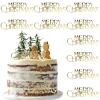 10 Pcs Christmas Cake Toppers Mirror Acrylic Cupcake Topper Merry Christmas Picks Cake Decorations for Xmas Winter DIY Party Dessert Decoration (Gold) view 1
