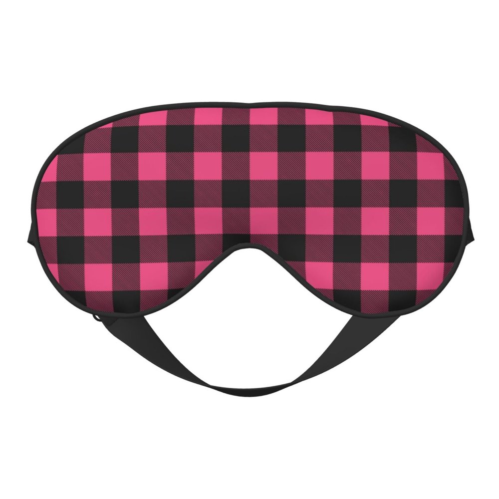 Pink and Black Buffalo Plaids Sleep Mask Adjustable Straps Soft Eye Mask Perfect for TTravel Nap Shift Work Office