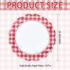 Greencian 50 Pcs Red Gingham Scalloped Paper Plates 9 Inch Heavy Duty view 2