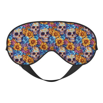 Sugar Skull Day of The Dead Flowers Sleep Mask Adjustable Straps Soft Eye Mask Perfect for TTravel Nap Shift Work Office