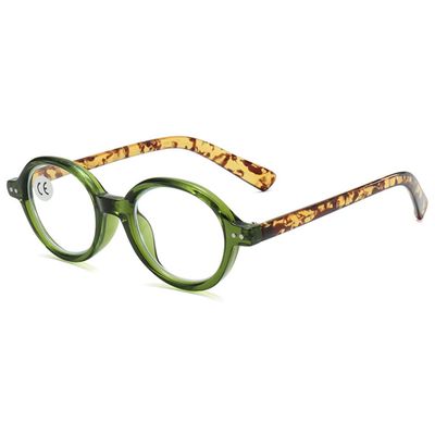 KOOSUFA Small Round Reading Glasses 2.0 Blue Light Filter for Men Women Stylish Tortoiseshell Type Computer Readers Eyewear, Green-tortoiseshell