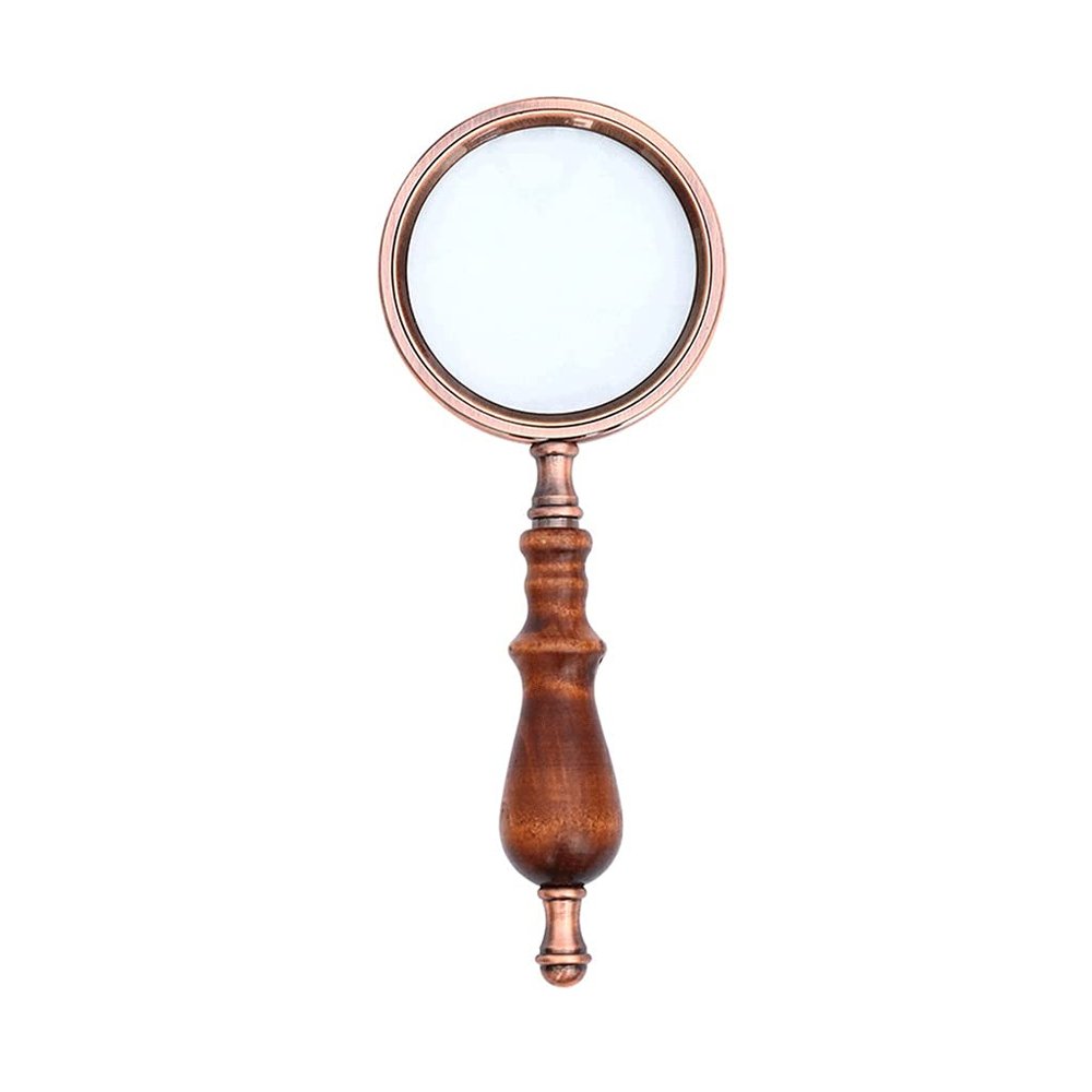 10X 75mm Handheld Magnifier Wooden Handle Vintage Magnifying Glass Portable Retro Handle Magnifier Eye Loupe Glass with Gift Box